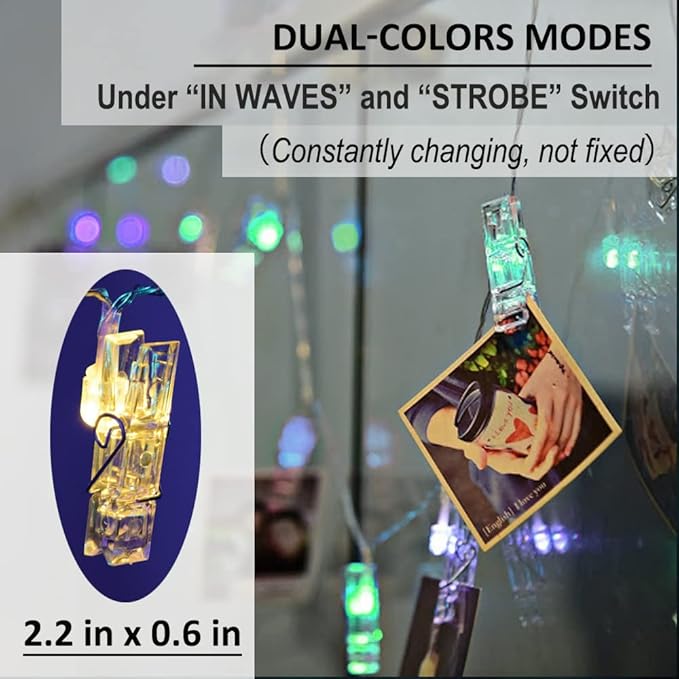 Solhice 40ft Photo Clips String Lights Color Changing 80 LEDs, RGB Hanging Pictures Wall Display Lights for Teenager Christmas Gift, Teen Girl Room Decor with USB Powered Remote Control,