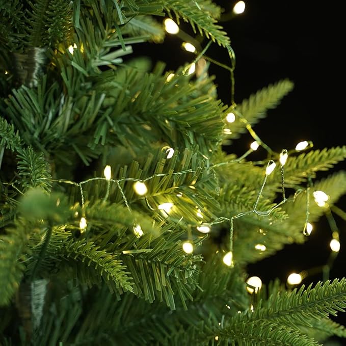 Firecracker Fairy Lights Plug in,2 Pack 20ft 200LEDs Green Wire Cluster String Lights,8 Modes Remote Twinkle Light for Outdoor Indoor Garden Bedroom Christmas Tree Holiday,Warm White