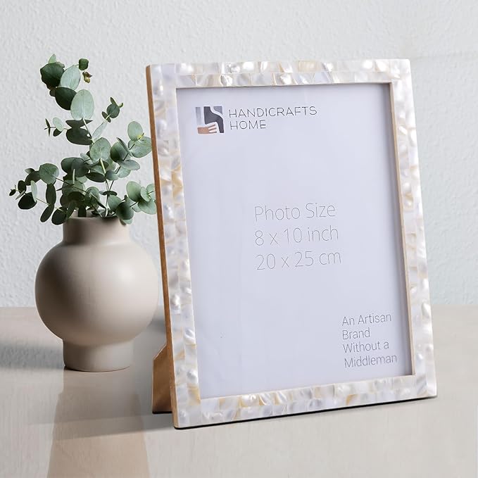 Handicrafts Home 8x10 Picture Frame Mother of Pearl Collection, Handcrafted Photo Frame, Small Picture Frame for Living Room, Wall Decor, Office Desk Decor, Vintage Picture Frames, Gift for her, Thanksgiving gift for friends & Family