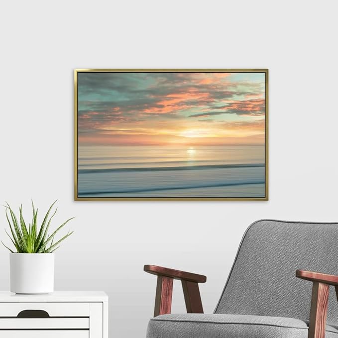 CANVAS ON DEMAND Beach Sunrise Canvas Wall Art Print by Alex Hanson, Contemporary, Home Decor, Ocean Artwork,24" x16in