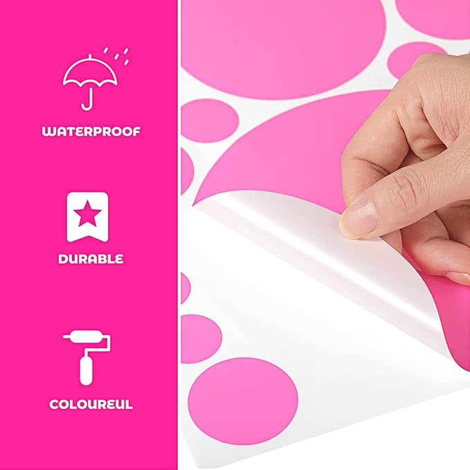 Zonon 264 Pcs Polka Dot Wall Decals for Classroom Decor Kids Circle Wall Sticker Vinyl Peel and Stick Colorful Removable for Nursery Bedroom Playroom Living Room(Pink Colors)