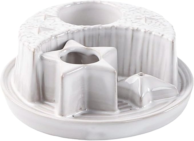 Sage Holder 4 in 1 4.9" Ceramic Sage Holder for Burning Moon Star Candle and Incense Easy Clean Incense Burners for Meditation Yoga Room
