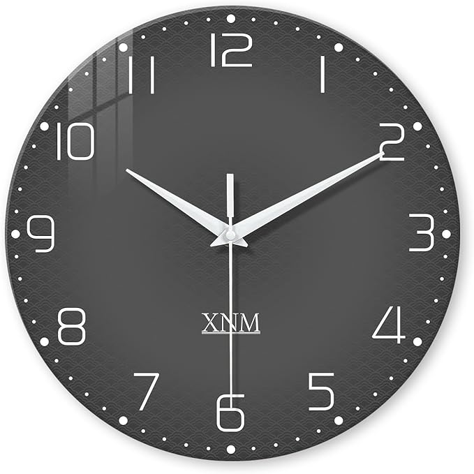 XNM Large Decorative Clocks Battery Operated 20 Inch Dark Grey Wall Clock for Office Round Non Ticking Wall Clock Silent