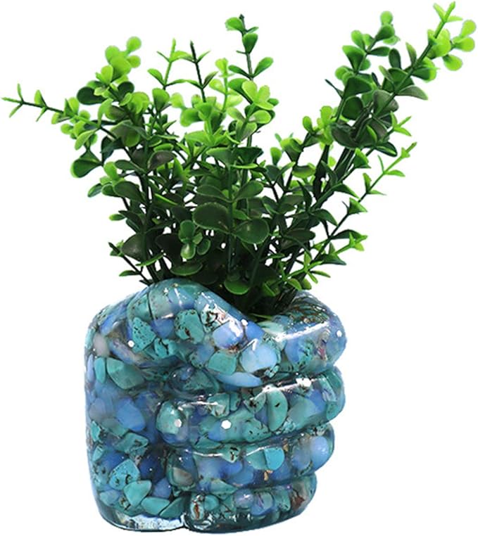 Fist Silicone Flower Pot Concrete Mold Succulent Planter Molds Vase Left Right Hand Pen Holder Storage Box Mould Epoxy Resin Clay Cement Moulds (Left Hand)