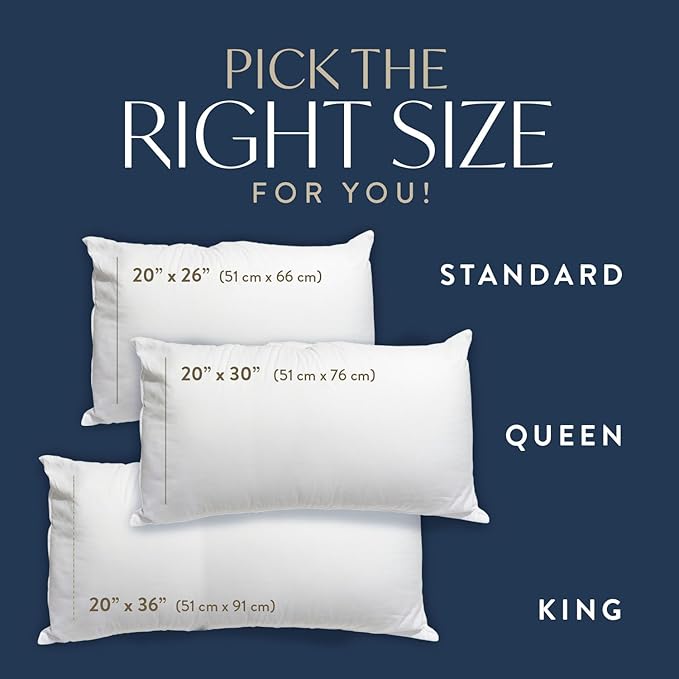 Digital Decor 100% Cotton Luxury Hotel Pillows King Size Set of 2, Cooling Hypoallergenic Down Alternative Pillows for Sleeping, Firm Support for Side & Back Sleepers, Made in USA, 36" x 20"