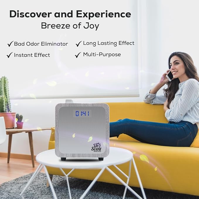 Dr Scent Breeze of Joy Essential Oil Small Diffuser Fragrance Machine, Supporting Mobile APP (White)