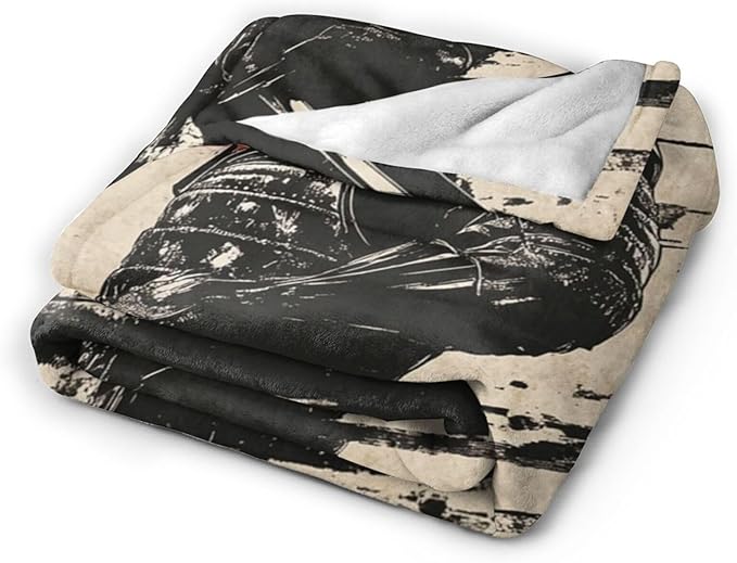 Tijuboni Japanese Samurai Throw Blanket Japanese Warrior Gifts for Men Women Girls Boys Kids Adults Soft Flannel Fleece Blanket for Couch Sofa Bed Home Decor 60"x80"