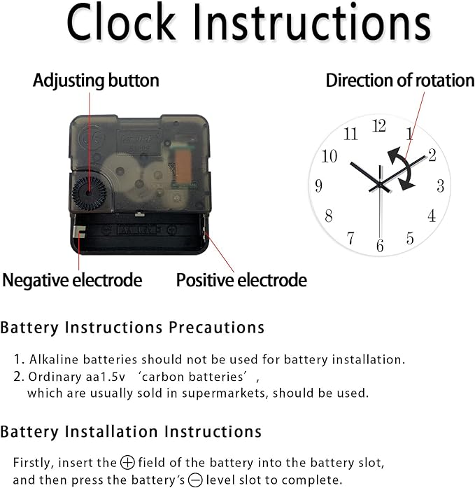XNM Black Wall Clock Round 24 Inch Battery Operated Silent Wall Clock for Office Decorative Wall Clocks