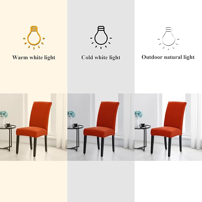 Joccun Chair Covers for Dining Room Set of 2, Dining Chair Slipcovers Stretch Dining Room Chair Covers Seat Protector, Parsons Chair Cover for Home,Hotel,Banquet(Pureed Pumpkin,2 Pack)