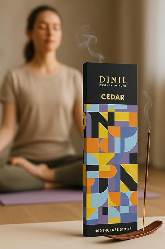 Dinil Cedar Incense Sticks – 100 Sticks | Hand-Rolled, Charcoal-Free | Clean Burn, Low Smoke | Aromatic Incense for Meditation, Yoga & Home Fragrance