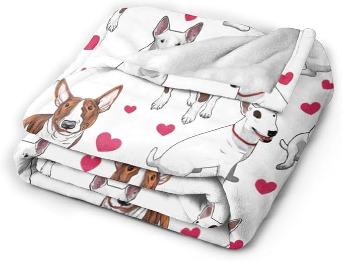 Tijuboni Bull Terrier Throw Blanket Dog Gifts for Girls Boys Women Men Kids Adults Soft Flannel Fleece Blanket for Couch Sofa Bed Home Decor 60"x80"