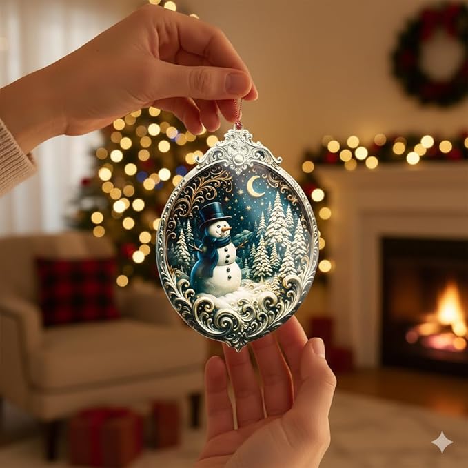 Christmas Ornament 2025 - Snowman Ornament - Snowman Ornaments for Christmas Tree - Acrylic Christmas Ornaments - Christmas Ornament 2025 - White Elephant Gifts - Xmas Tree Funny Decoration