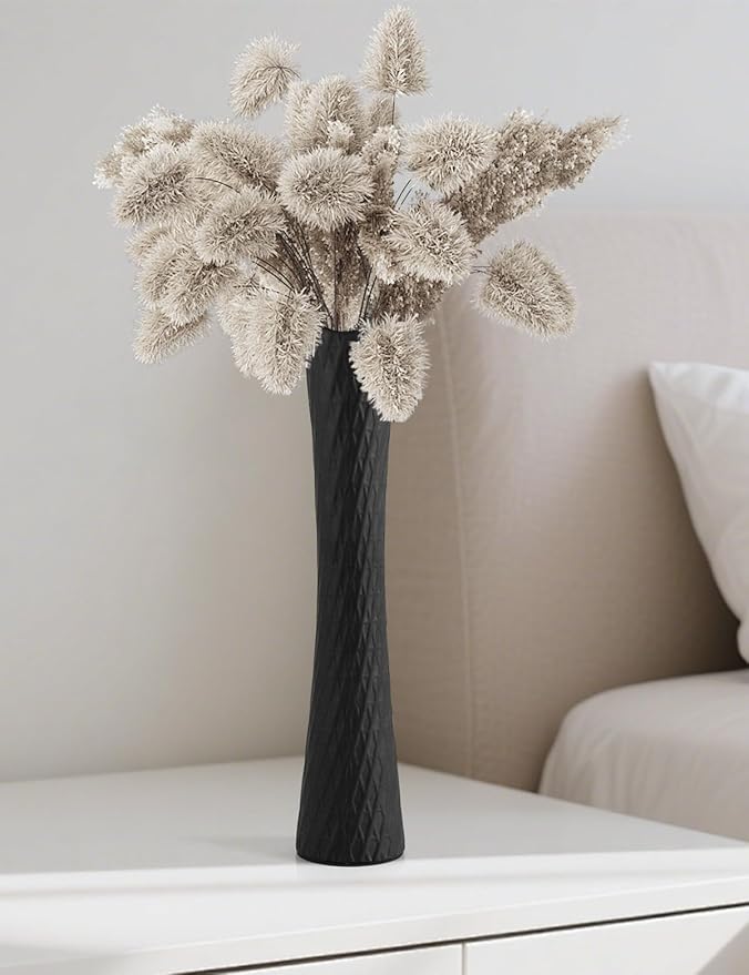 16 Inch Tall Ceramic Flower Vase,Minimalist Style Slender Floor Vase for Living Room, Home, Office Bedroom Table Centerpieces Shelf Kitchen Wedding Farmhouse Décor（White）