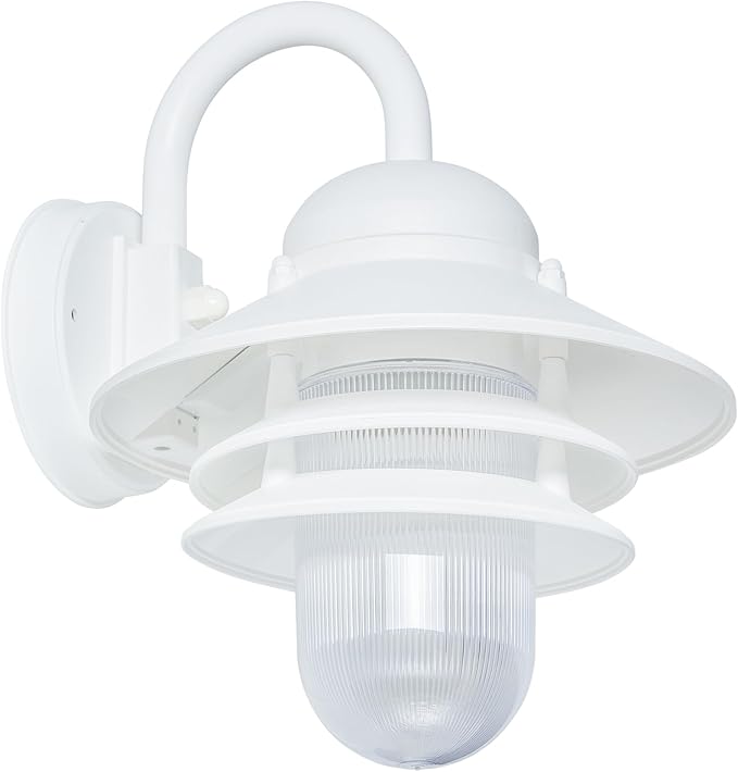 KASTLITE Nautical Outdoor Sconce Wall Mounted Light - Rust & Waterproof Non-Metallic Coastal Lantern - UL Listed Patio Deck Porch Front Door & Dock Lighting Fixture - USA Made, 13"x10", Matte White