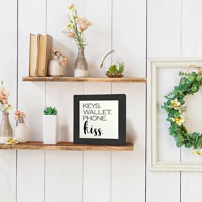Inspirational Wood Signs - Box Wood Plaques & Decorative Plaques for Front Door Porch, Freestanding Entry Cabinet Decor, Rustic Home Decor