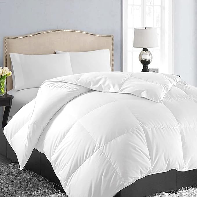EASELAND Down Alternative Comforter California King - Quilted Duvet Insert for All Seasons, Soft Cozy with Corner Tabs, Summer Winter Warm Bedding, Pure White 96x104