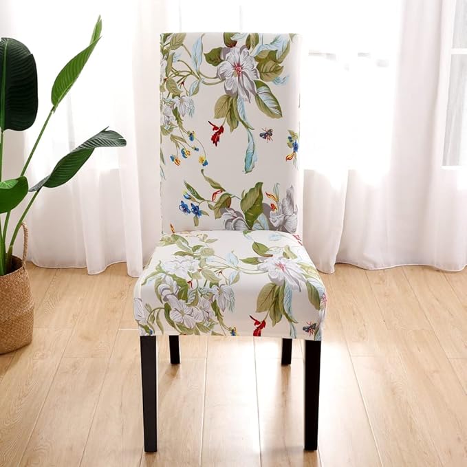 Senllori Dining Room Chair Covers Set of 6,Printed Pattern Parsons Chair Slipcovers Removable Washable Kitchen Seat Dining Chairs Protector Cover for Home or Party