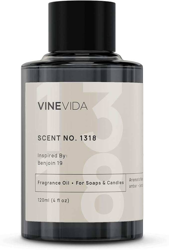 VINEVIDA Scent NO. 1318 Fragrance Oil - 120mL (4oz) - Inspired by: Benjoin 19 Fragrance Oil for Candle Making - Made in USA Candle Scents Scents for Soap Making