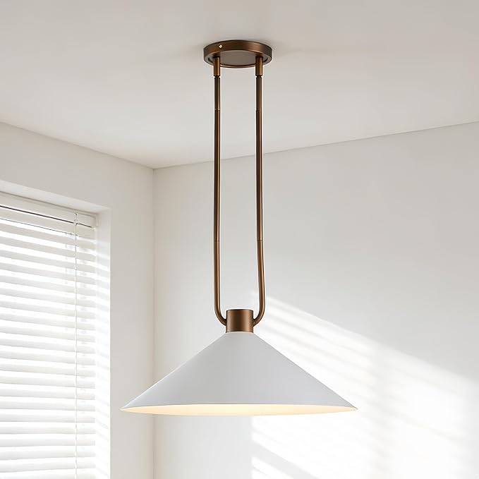 Elegant Ivory Cone Pendant Light, Minimalist Slender Tubing Pendant Light, Contemporary Cone Pendant for Bedroom, Living Room, Dining Room, Entrance