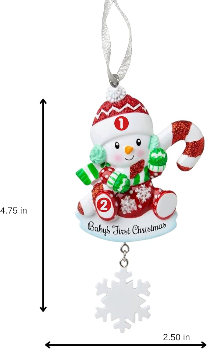 2025 Baby’s First Christmas Ornament - Gender Neutral Baby with Candy Cane - Personalized Holiday Keepsake – Custom My 1st Christmas Ornament for Baby & Grandbaby Engraved Gift for Newborn’s 1st Xmas