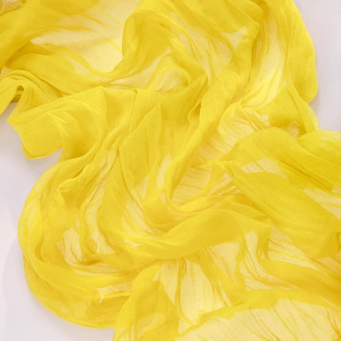 MLMC Yellow Table Runner 10ft Rustic Spring Cheesecloth Table Runner Gauze Cheese Cloth Centerpiece Decororations 35x120 Inches for Easter Wedding Baby Shower Outdoor Picninc Decor