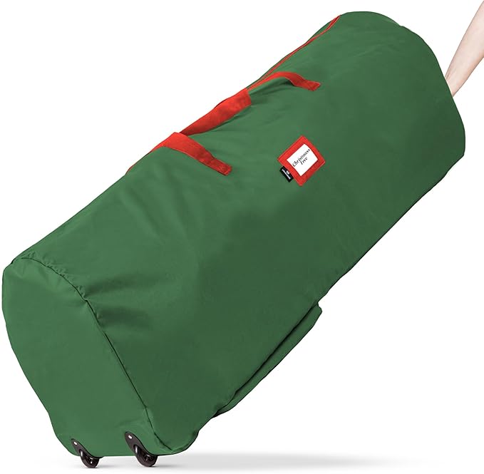 Handy Laundry Rolling Tree Storage Bag - For 7.5-Foot Artificial Christmas Holiday Tree, Zippered Bag, Carry Handles, Wheels for Easy Transport - Protects Against Dust, Insects, and Moisture (Green)