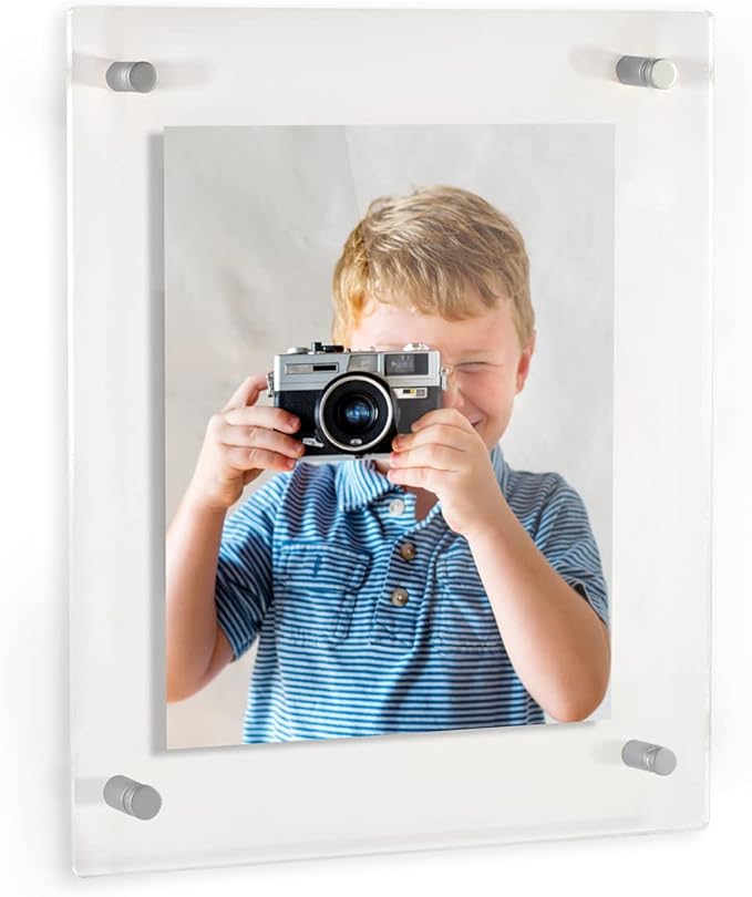 ArtToFrames Floating Acrylic Frame for Pictures Up To 12x16 inches (Full Frame is 16x20) with 13x19mm Brushed Satin Acrylic Standoff Hardware, Acrylic-109-12x16-70 Made in The USA