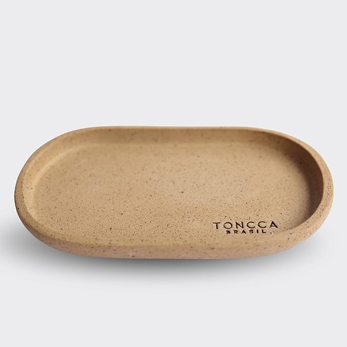 Brasil Handmade Ceramic Tray – Sertão Edition | 8" Matte Sand Beige | Natural Mineral Clay | Decorative Oval Tray Made in Brazil