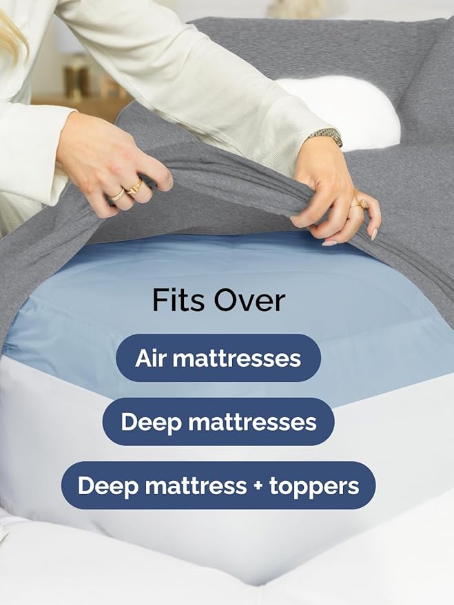 Extra Deep Twin Sheet Set - 4 Piece Breathable and Cooling Sheets - Hotel Luxury Bed Sheets Set - Easy Fit - Soft, Wrinkle Free and Comfy Sheets Set - Heathered Grey Sheet Set with Extra Deep Pockets