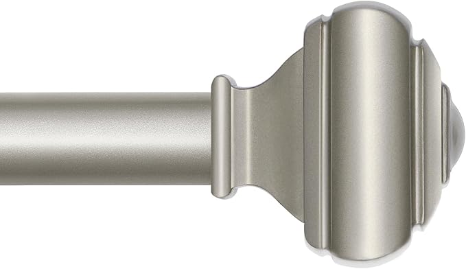 Antique Silver Curtain Rod 32 to 58 Inch(2.6 to 4.8 ft) with Brackets, USFOOK 7/8 Inch Splicing Single Curtain Rods for Windows 20 to 54 In, Adjustable Decorative Curtain Pole with Square Finials