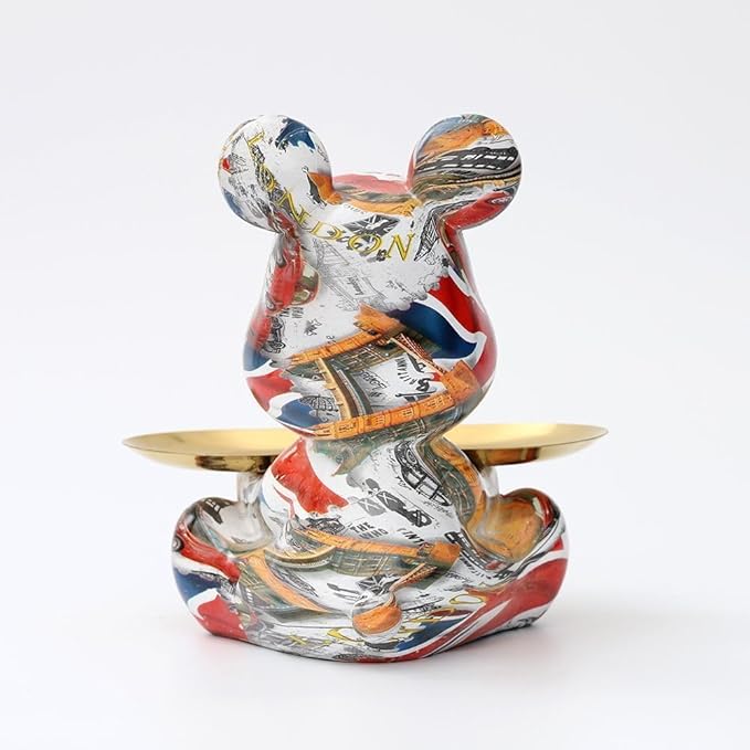 Bear Statue Resin Tray Animal Sculpture, Sitting Bear for Home Decor and Office, Suitable for Bedroom, Living Room, Office on Table, Desktop, Shelves and Cabinet (London)