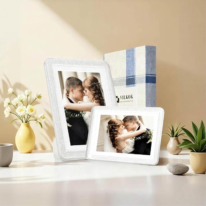 Crystal 5x7 Picture Frame with Acrylic Front 4 Pack, ABS Frame for 5x7 or 4x9 Photos, Shatterproof UV-Resistant Tabletop Photo Frame, Vertical/Horizontal Display for Home Décor