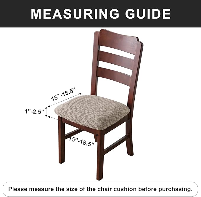 Genina Waterproof Seat Covers for Dining Room Chairs Covers Dining Chair seat Covers Kitchen Chair Covers slipcovers (Khaki, 6 Pcs)