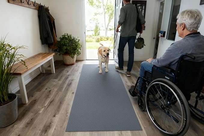 iCustomRug Hallway Runner Rug – 4x10ft Charcoal, Indoor/Outdoor, Non-Slip Rubber Backing, Low-Profile All-Weather Carpet, Non-Shedding & Easy Care, Entryway Mat Ideal for High Traffic Areas