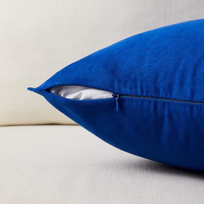Fancy Homi 2 Packs Royal Blue Long Lumbar Decorative Throw Pillow Covers 14x24 Inch for Living Room Couch Bed Sofa, Modern Boho Home Decor, Soft Faux Suede Solid Rectangle Accent Cushion Case 35x60 cm