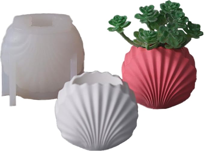 Seashell Succulent Potted Flower Pot Silicone Mold DIY Cement Gypsum Epoxy Resin Vase Candlestick Storage Box Mould Home Decor Craft