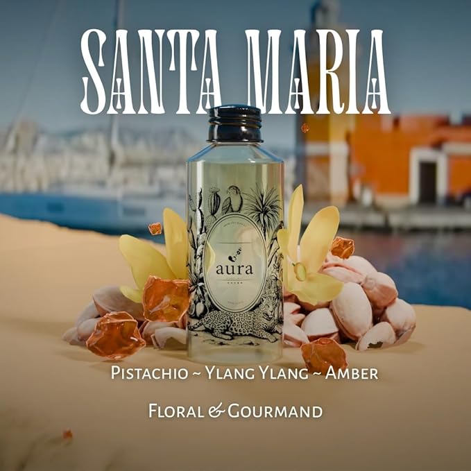 A U R A - Santa Maria Fragrance Oil for Waterless Scent Diffuser - Inspired by T. Ford Soleil Blanc | 6.7 fl oz / 200 ml Essential Oil Blend for Aromatherapy & Hotel Collection Diffuser