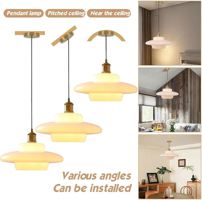 Mid Century Pendant Light Gold Nordic Dining Table Pendant Light Fixtures, with White Glass Shade Pendant Lighting, Height Adjustable Hanging Lamp, for Kitchen Island Dining Table Bedroom