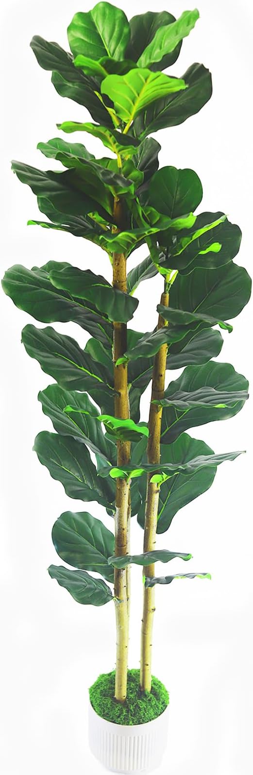Artificial Fiddle Leaf Fig Tree 5ft, Faux Ficus Tree with Realistic Resin Trunk & Stable White Cement Planter, Fake Indoor Plant for Home Office Decor in Living Room Sonvviky