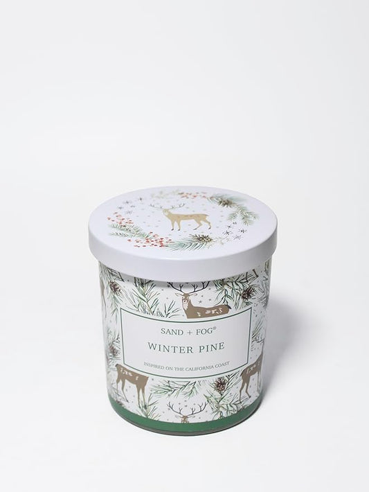 Sand + Fog Scented Candle - Winter Pine – Additional Scents and Sizes – 100% Cotton Lead-Free Wick - Luxury Air Freshening Jar Candles - Perfect Home Décor with Metal Lid – 11.5 oz