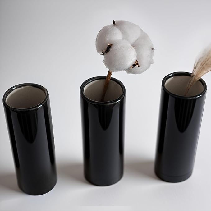 Modern Black Ceramic Vase Set of 10 for Living Room Bedroom 5.51'' Minimalist Fresh Small Flower Vases for Bouquet Fake Plant Home Decor Office Fireplace Centerpieces Nordic Style 10 Pack