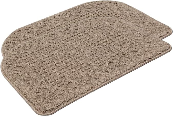 COSY HOMEER 32X20 Inch Anti Fatigue Kitchen Rug Mats are Made of 100% Polypropylene Half Round Rug Cushion Specialized in Anti Slippery and Machine Washable,Beige(2 pcs)