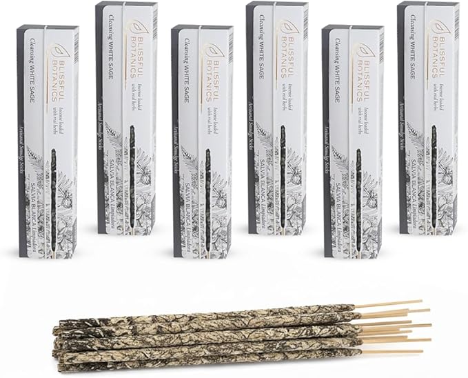Tulasi White Sage Incense Sticks for Cleansing (48 Scent Sticks) | with Real Herbs | Long-Lasting 55-Minute Burn | Natural Essential Oils | Perfect for Meditation, Yoga & Removing Negative Energy