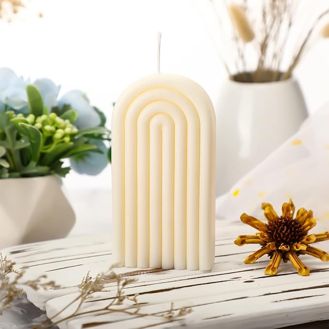 Arch Shaped Candles Geometric Scented Aesthetic Candle Geometric U Shaped Candles Minimalist Candle Aroma Wax Art Decorative Soy for Spa Yoga Birthday Gift Home Party Decor(White)