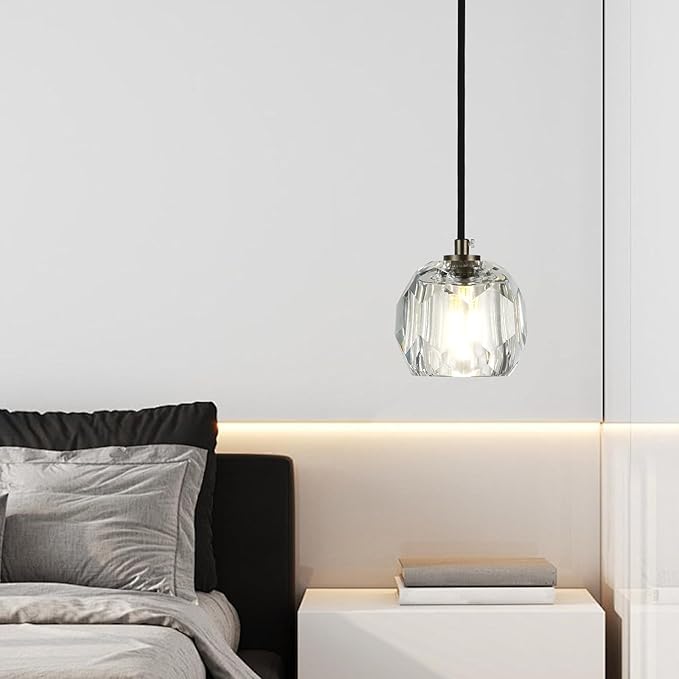 Black Crystal Chandeliers, Modern 1 Lighting Hanging Light Fixtures, Small Raindrop Pendant Lights for Kitchen Island Bedroom Dining Room Bathroom Restaurant