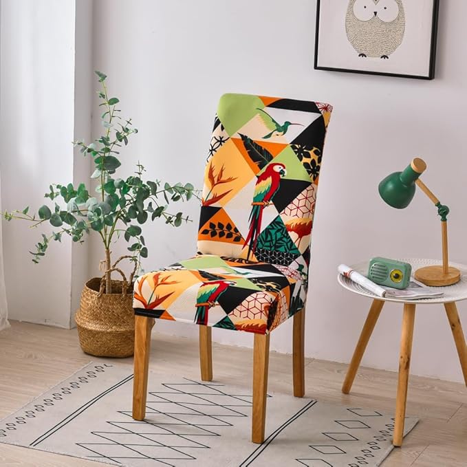 Senllori Dining Room Chair Covers Set of 6,Printed Pattern Parsons Chair Slipcovers Removable Washable Kitchen Seat Dining Chairs Protector Cover for Home or Party