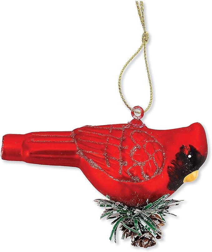 Cardinal Glass Christmas Ornaments - Set of 6, 3.5" x 2.25", Hanging Chrismas Tree Decoration Holiday Home Décor by Lillian Vernon