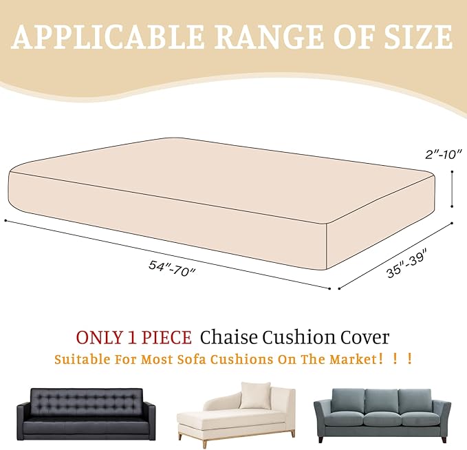 Sectional Couch Covers for Sofa Cushion L Shaped Couch Cover Washable Soft Couch Cushion Covers Stretch Sofa Slipcovers(1-Piece for Chaise or Sofa 3-Seater, Natural)