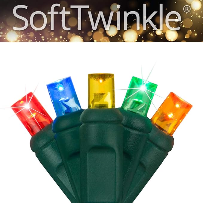 SoftTwinkle Slow Twinkling Christmas Lights, Soft Twinkle String Lights Pulsing Christmas Lights (50 Lights, 25.5 Ft, Multicolor)