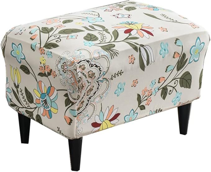Eco-Ancheng Stretch Ottoman Cover Rectangular Storage Ottoman Slipcover Footrest Stool Covers Ottoman Slipcovers for Foot Stool with Nonslip Elastic Bottom (24,Large)